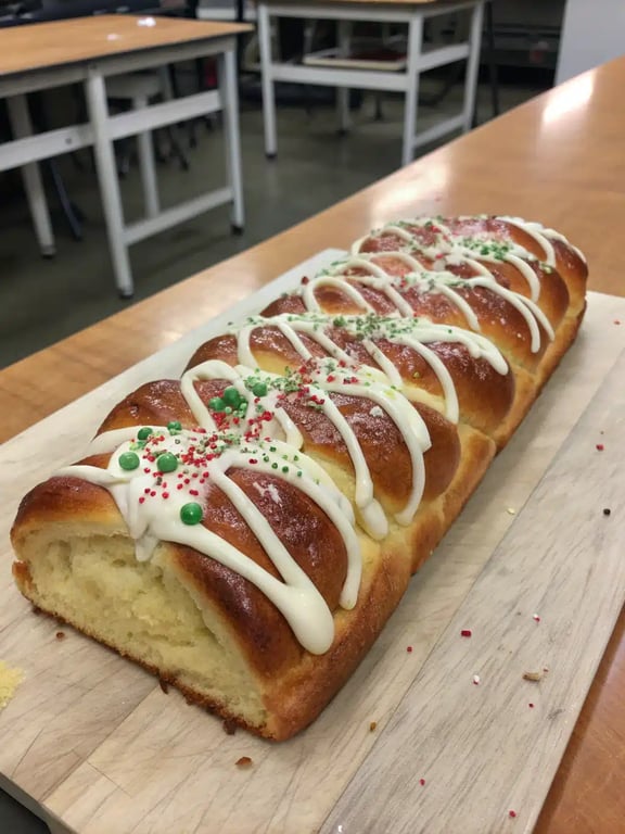 Serving Christmas bread recipe Christmas bread recipe beautifully sliced and arranged on a festive platter for serving