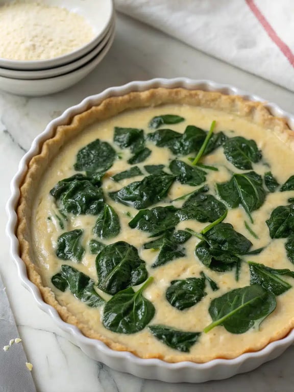Final step for crustless spinach quiche — plated and ready