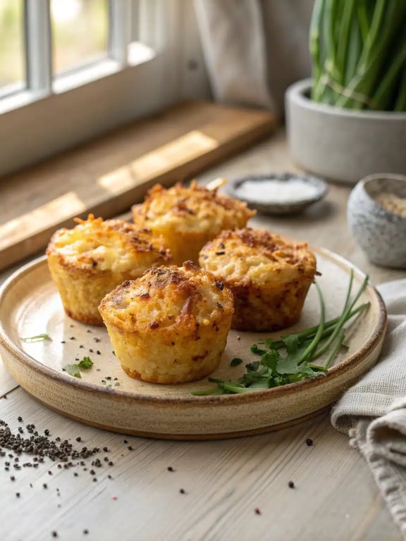 Simple hash brown muffins with fresh potato crispness