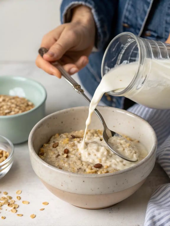 Final step for overnight oats recipes — plated and ready