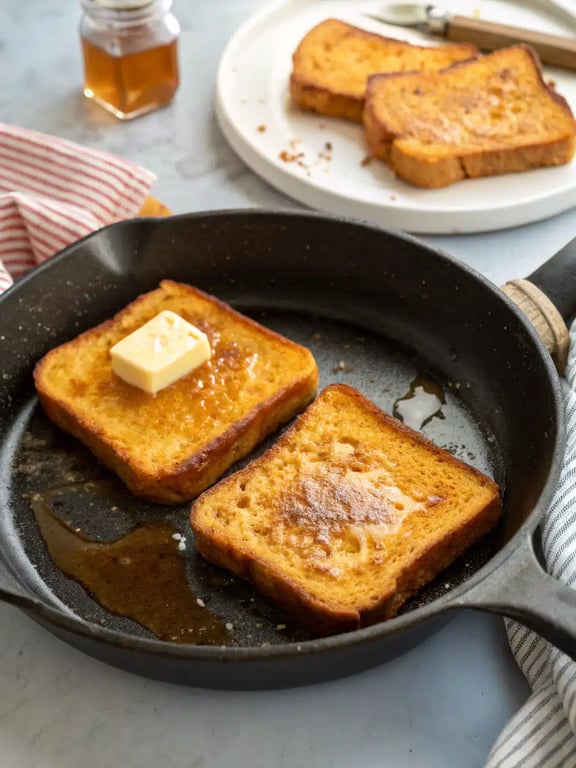 Final step for pumpkin french toast — plated and ready