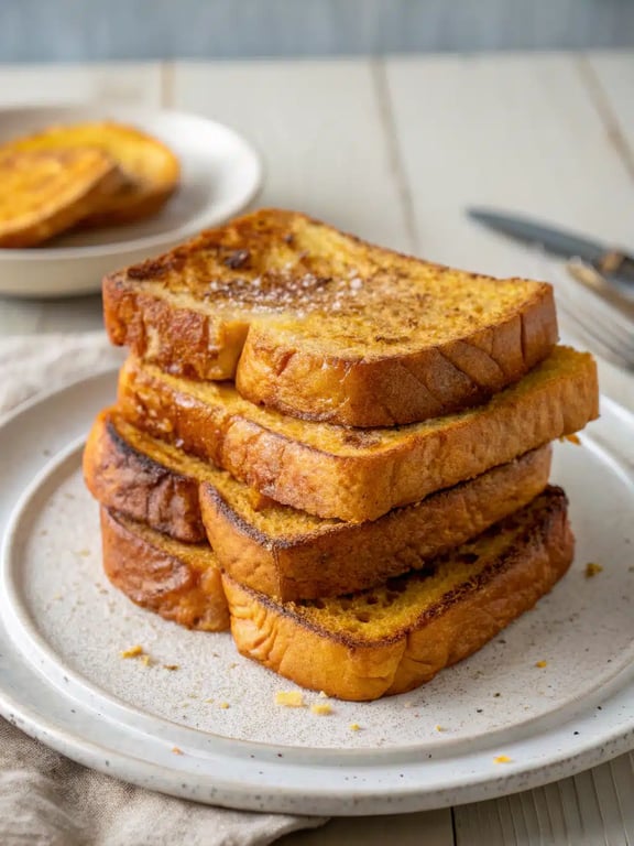 pumpkin french toast beautifully plated with syrup and pecans