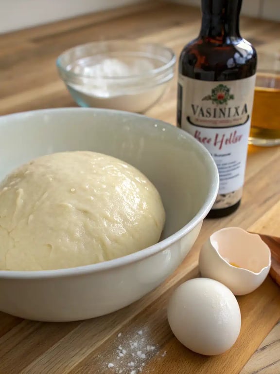 Piping churro dough from a piping bag onto an air fryer basket.