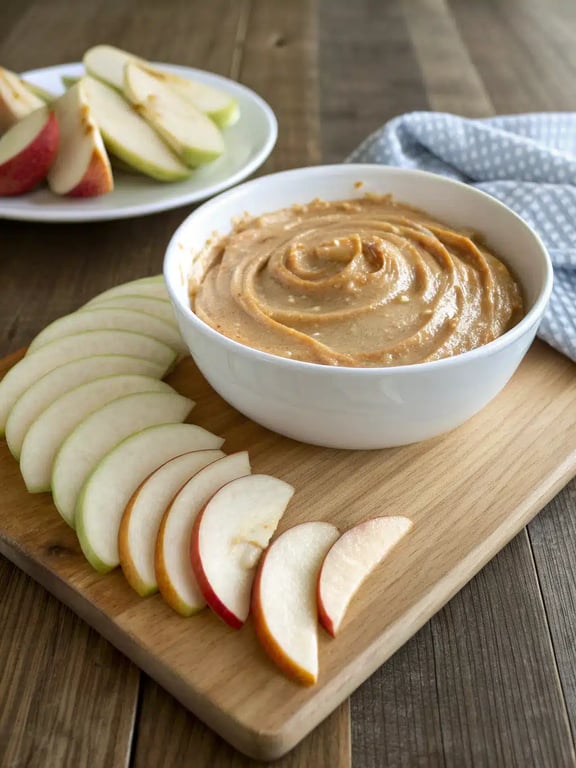 A festive platter featuring caramel apple dip surrounded by apple slices, pretzels, and graham crackers.