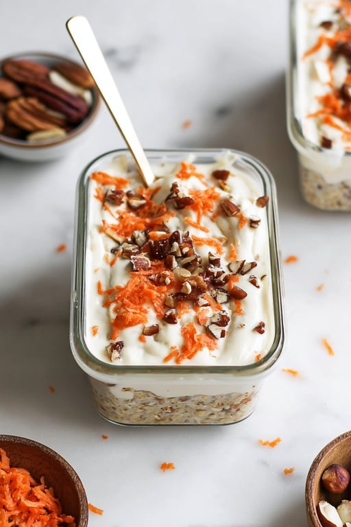 Carrot Cake Overnight Oats (High Protein, 10 Minute Prep)