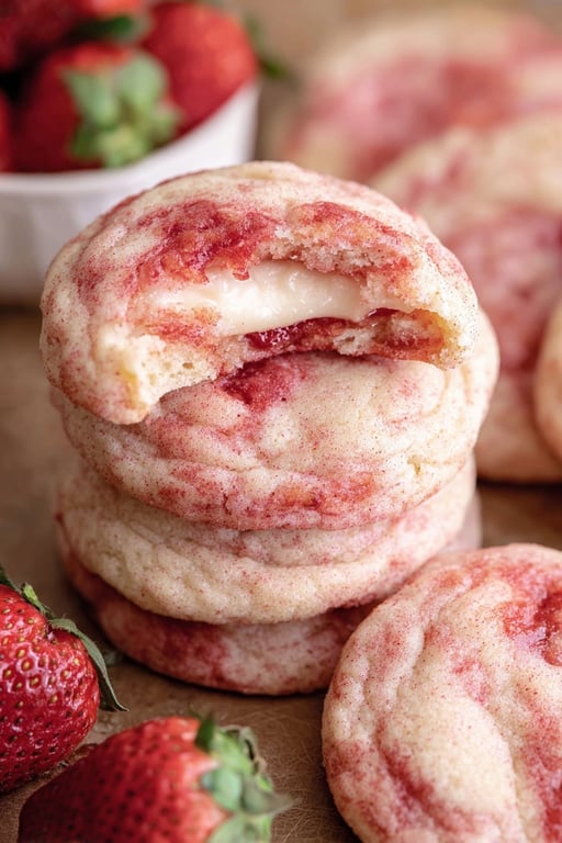 Strawberry Cheesecake Cookies Soft and Stuffed