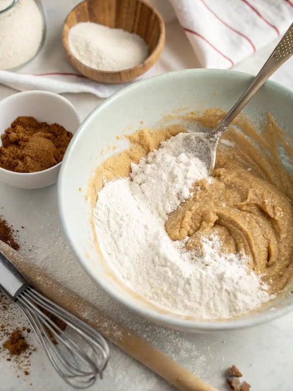 Step 4 for cinnamon sugar blondies — texture check