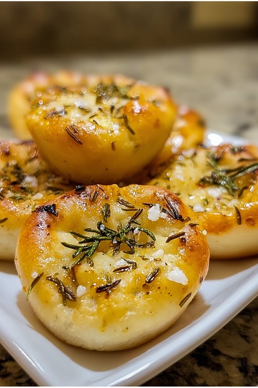 Garlic Rosemary Focaccia Muffins (Makes 12)