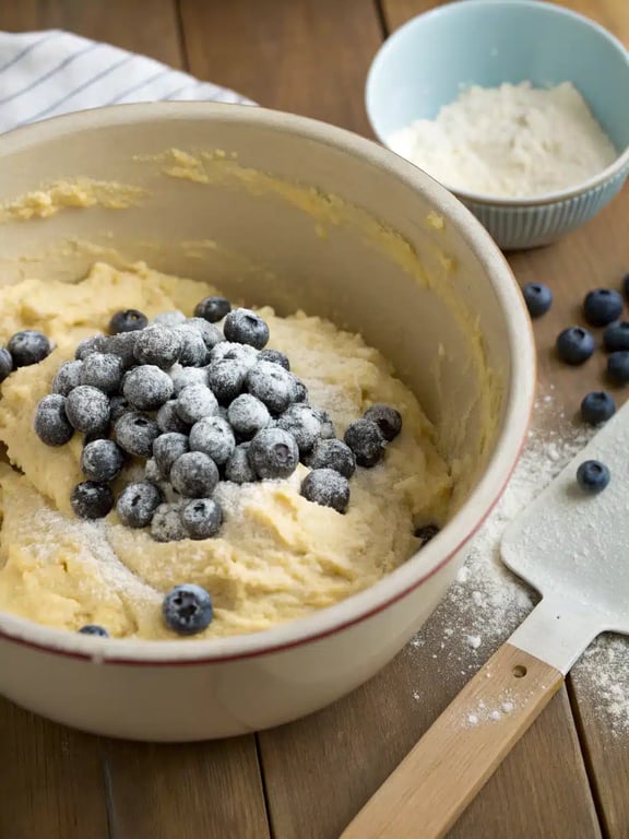 Step 4 for lemon blueberry cake — texture check