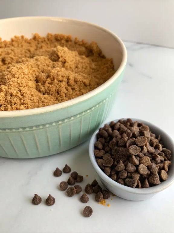 Step 2 for no bake s'mores bars — process in progress