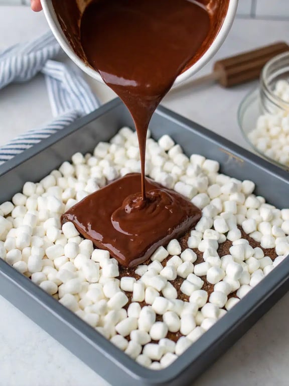 Final step for no bake s'mores bars — plated and ready