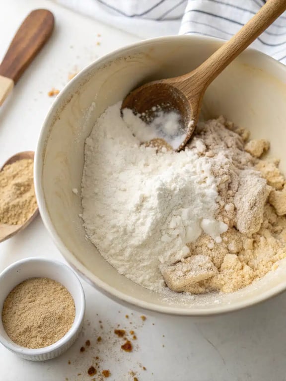 Mixing the wet and dry ingredients for no knead turkish bread dough