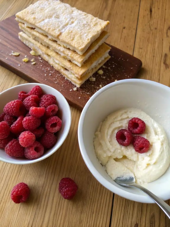 Step 4 for raspberry cream napoleons — texture check