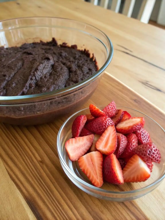 Step 4 for strawberry chocolate cake — texture check