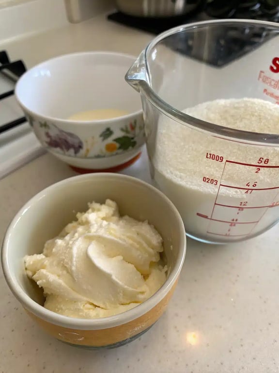 Step 2 for sugar cookie cheesecake — process in progress