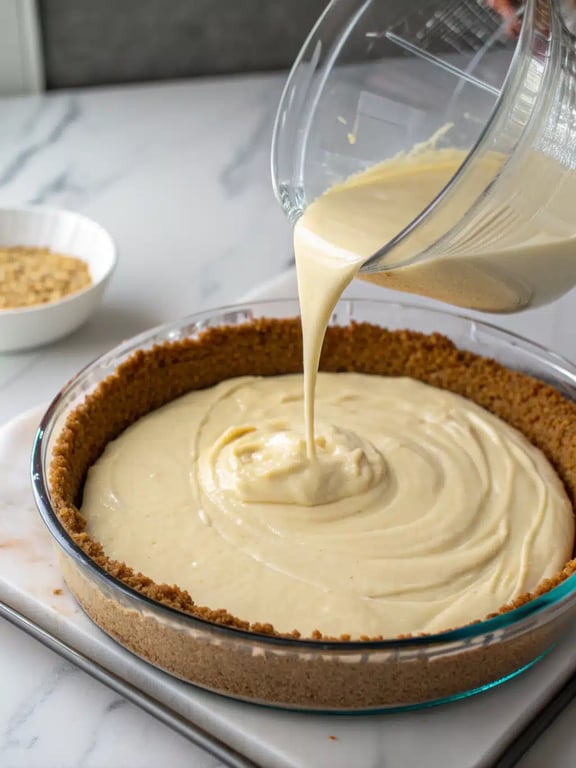 Step 4 for sugar cookie cheesecake — texture check