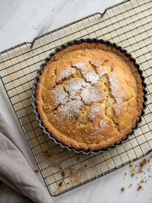 Swedish cardamom cake served on a plate with coffee and a fork