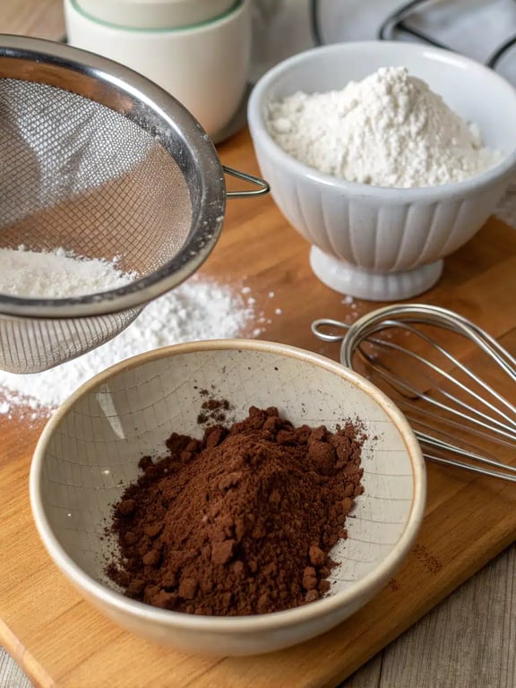 Step 2 for tiramisu brownies recipe — process in progress