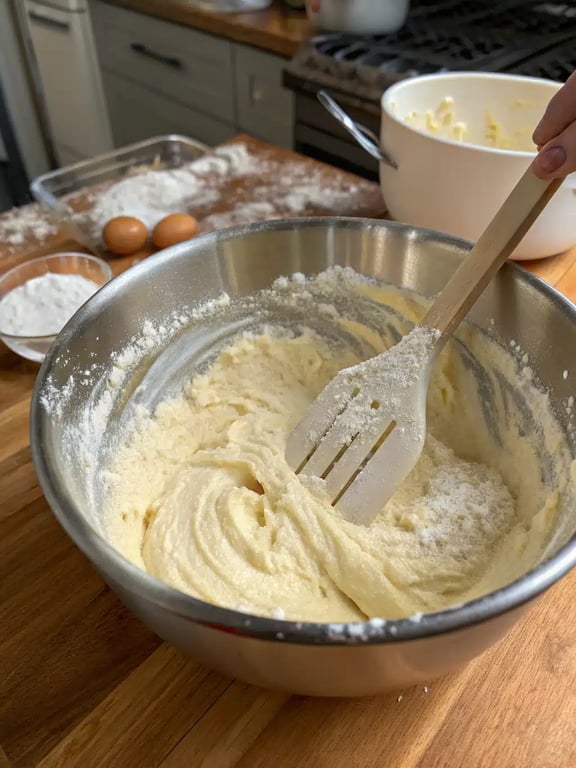 Step 4 for vanilla cake recipe — texture check