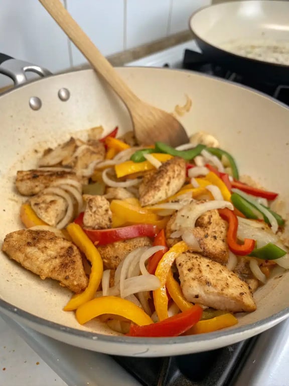 Step 4 for Cajun chicken pasta — texture check