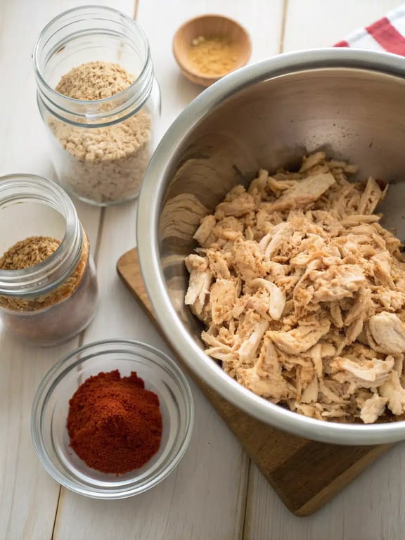 Step 2 for chicken burrito casserole — process in progress