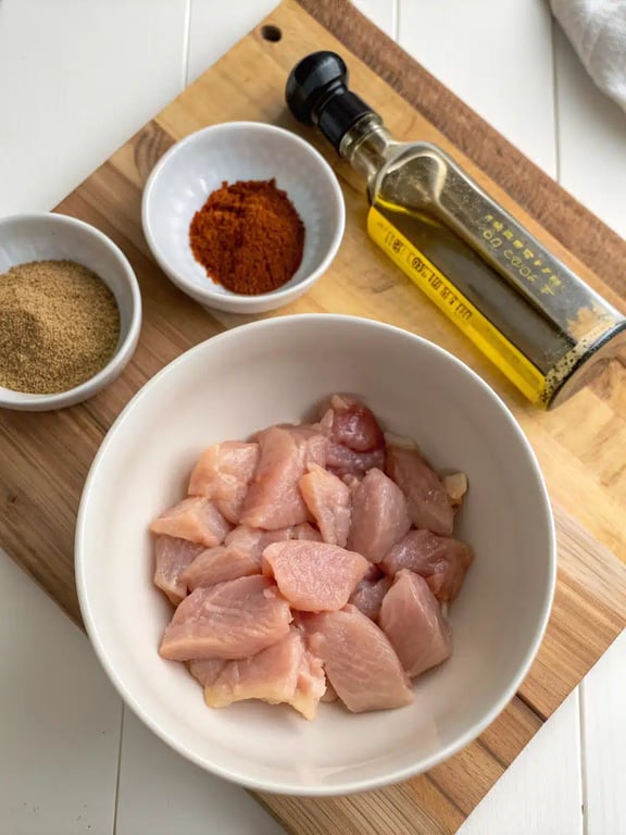 Step 2 for chicken enchilada bowls — process in progress