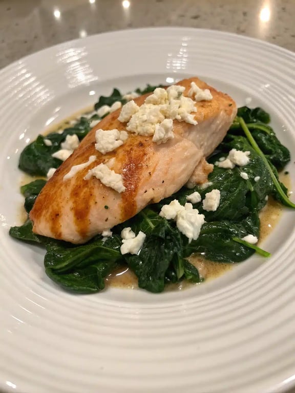 chicken feta spinach beautifully plated with side dishes