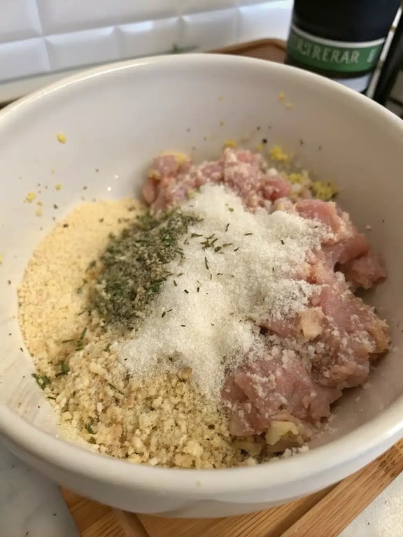 chicken parmesan meatloaf — step 2 Step 2 for chicken parmesan meatloaf — process in progress