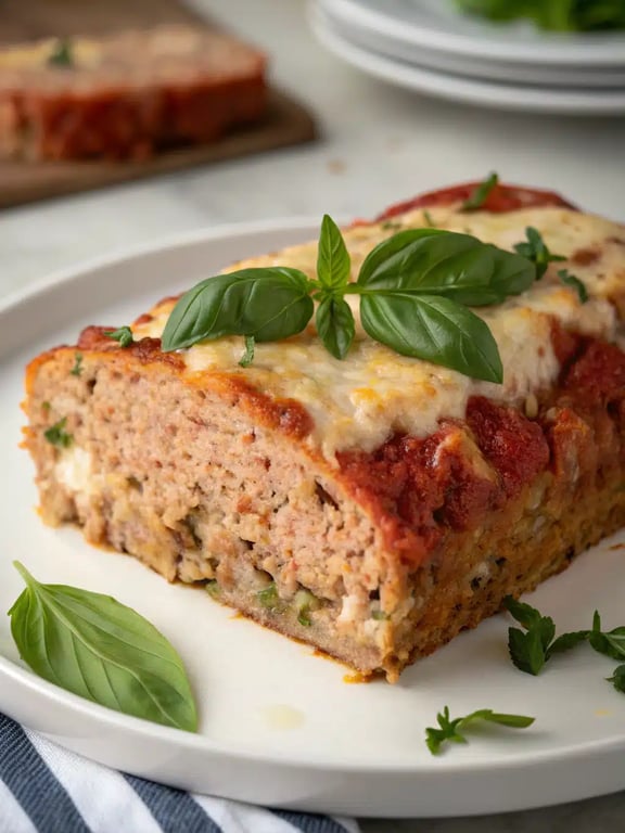 chicken parmesan meatloaf serving suggestion chicken parmesan meatloaf plated with salad and garlic bread