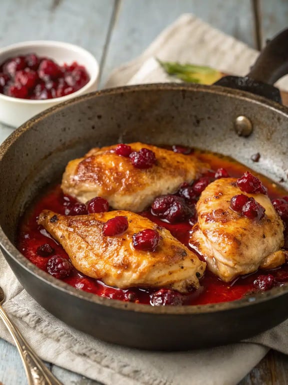 Final step for cranberry orange chicken — plated and ready