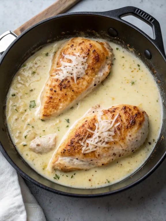 Step 4 for Creamy Asiago Chicken — texture check