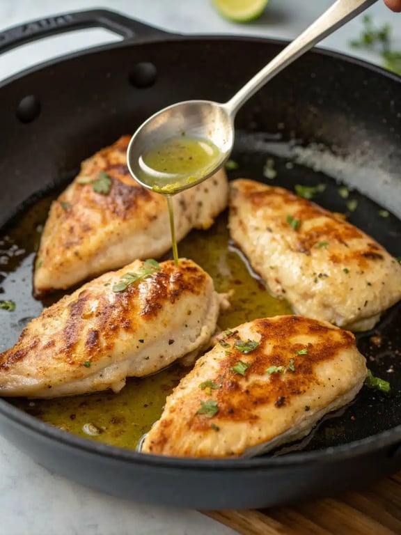 Final step for garlic butter chicken — plated and ready