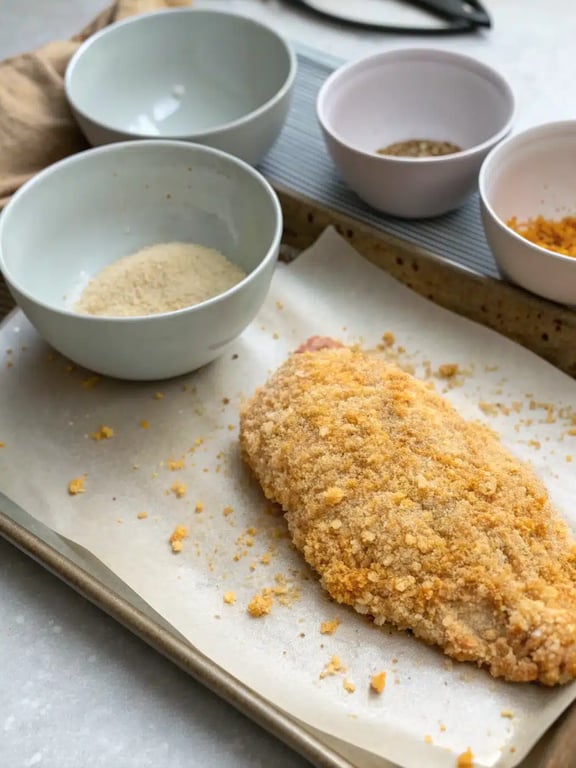 Step 4 for garlic parmesan chicken — texture check