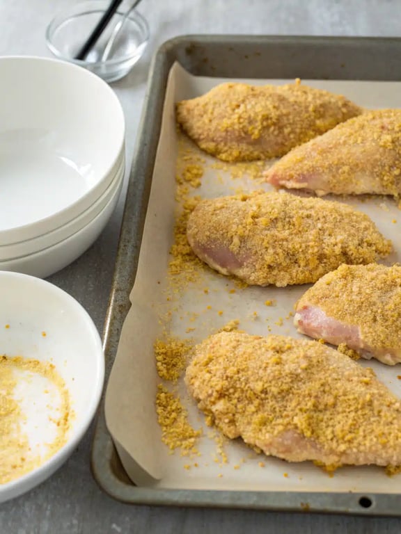 Step 4 for garlic parmesan chicken — texture check