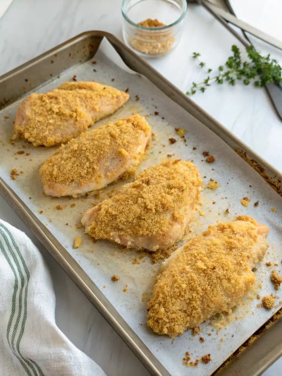 Final step for garlic parmesan chicken — plated and ready