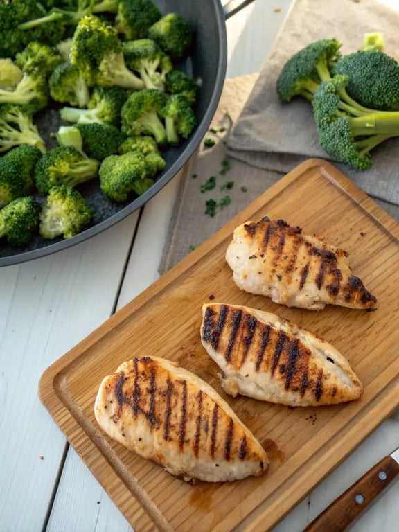 Final step for grilled chicken broccoli — plated and ready