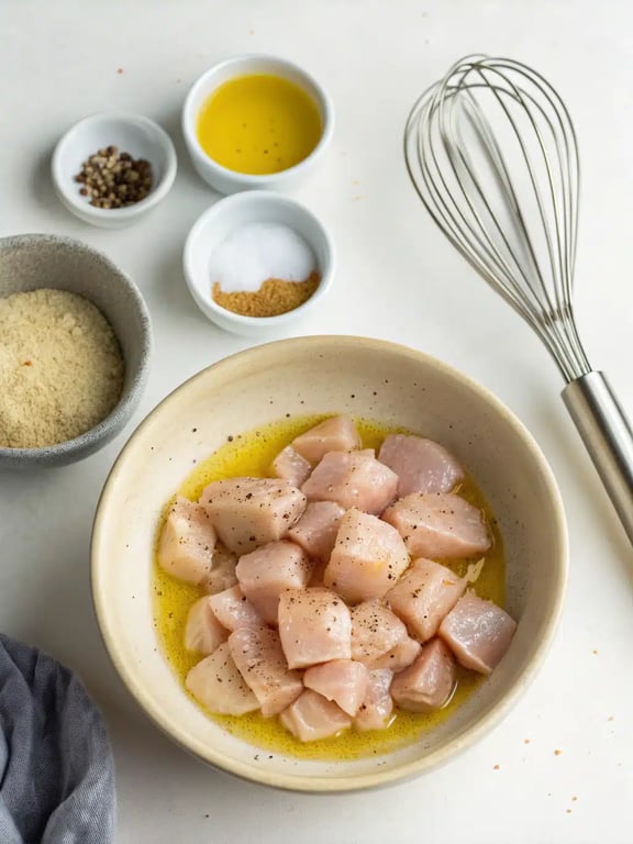 Step 4 for grilled chicken skewers — texture check