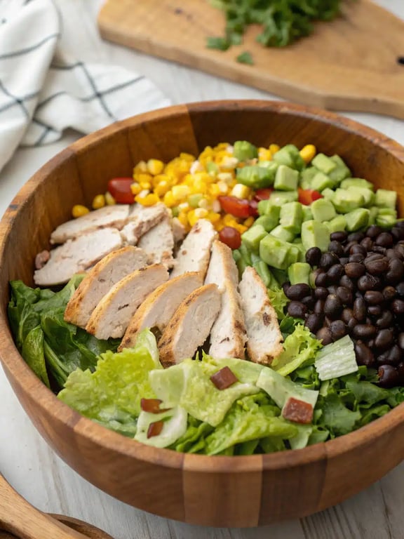 Step 4 for Southwest chicken salad — texture check