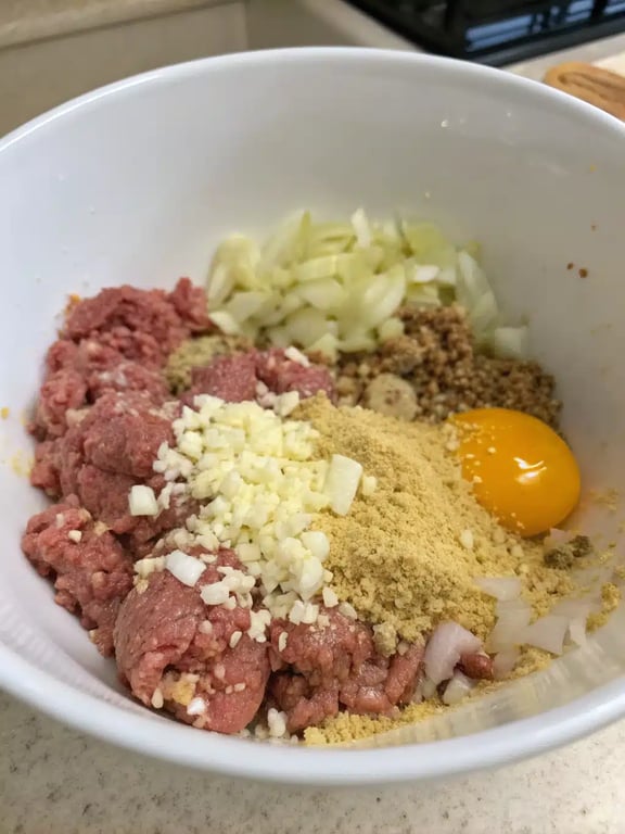 Step 2 for Amish hamburger steak bake — process in progress