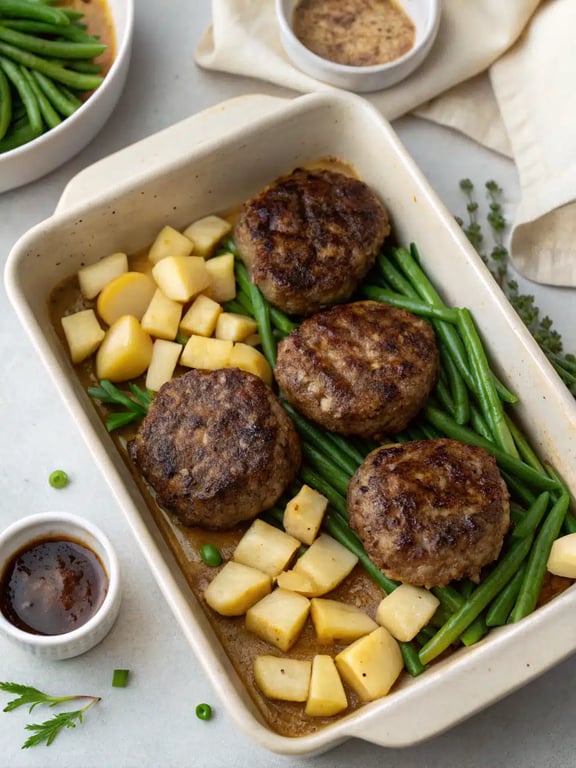 Step 4 for Amish hamburger steak bake — texture check