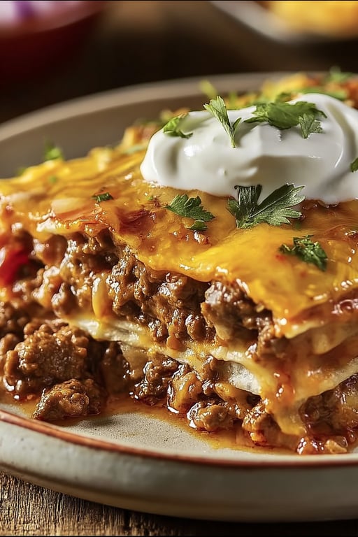 Baked Burrito Casserole With Ground Beef and Cheese Recipe