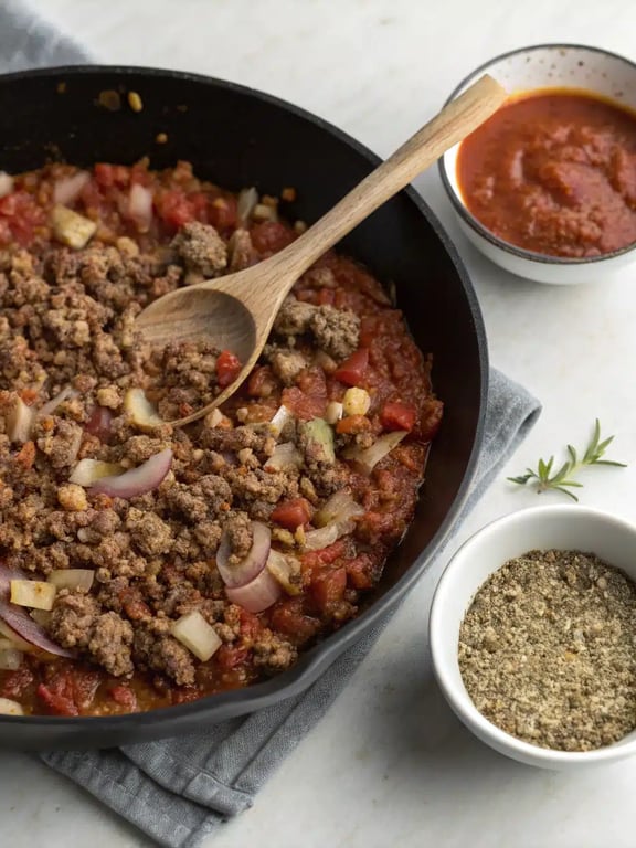Step 4 for bowtie pasta beef — texture check