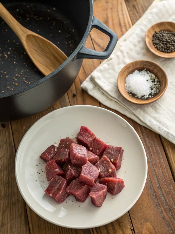 Step 2 for braised beef ragu — process in progress
