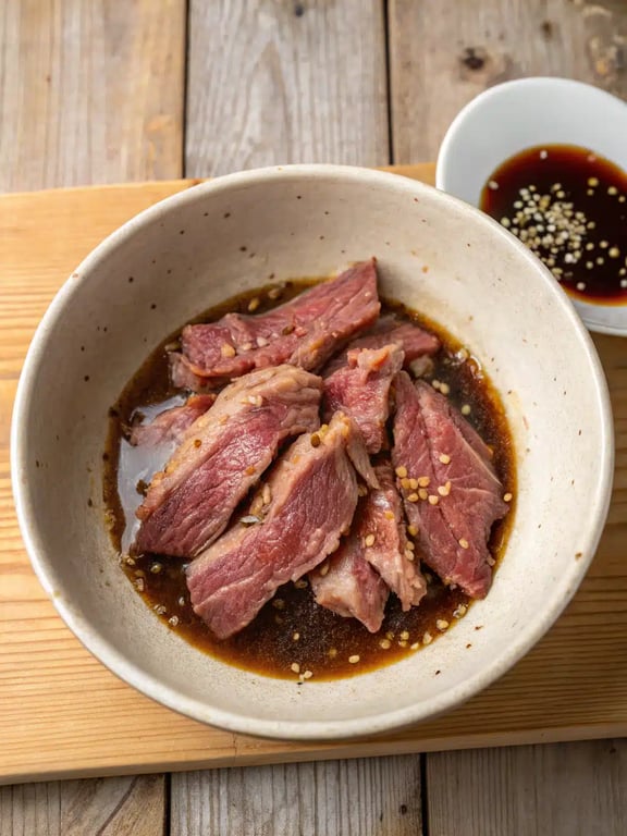 Step 2 for Chinese beef cabbage stir fry — process in progress