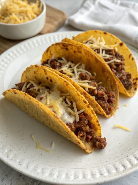 A family-style platter of crispy baked tacos surrounded by bowls of colorful toppings like salsa, guacamole, and sour cream