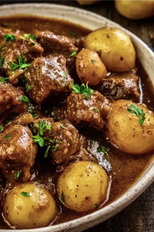 Slow Cooker Garlic Butter Beef Bites And Potatoes Recipe