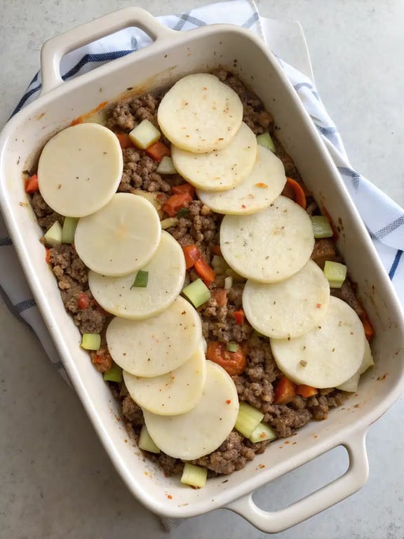 Final step for hobo casserole recipe — plated and ready