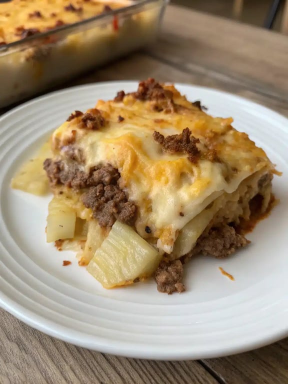 hobo casserole recipe plated with a fresh side salad