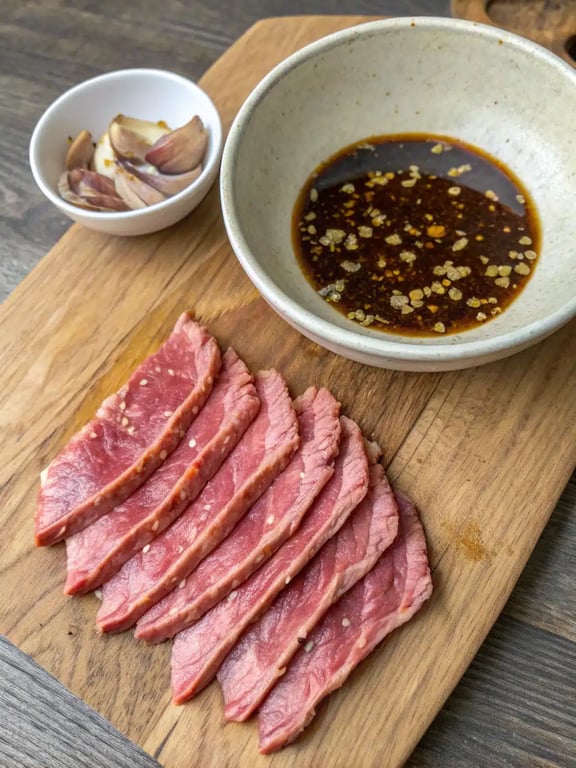 Step 2 for Korean BBQ steak bowls — process in progress