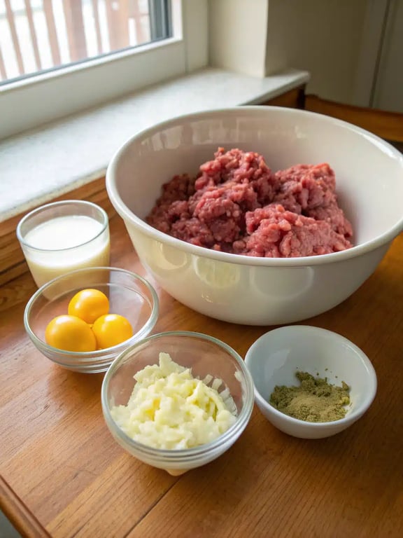 Etapa 2 para o bolo de carne com macarrão com queijo — processo em andamento